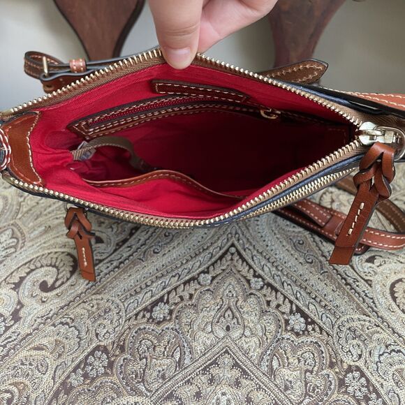 Dooney & Bourke Women's Navy Blue Pebble Leather Letter Carrier Crossbody Bag - Picture 6 of 13